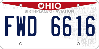 OH license plate FWD6616