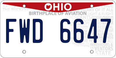 OH license plate FWD6647