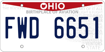 OH license plate FWD6651