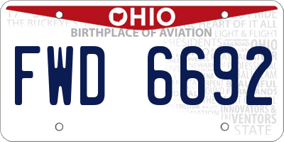 OH license plate FWD6692