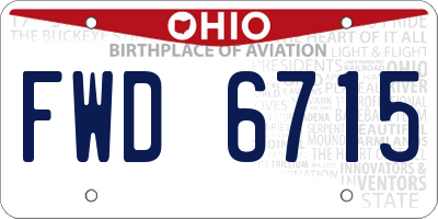 OH license plate FWD6715
