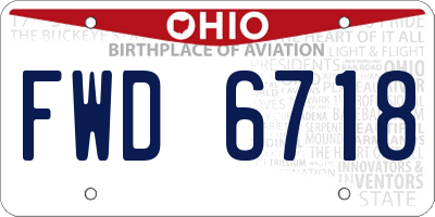 OH license plate FWD6718