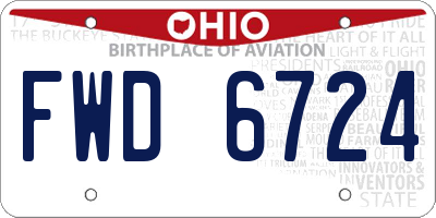 OH license plate FWD6724