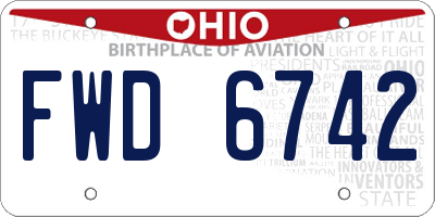 OH license plate FWD6742