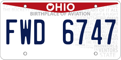 OH license plate FWD6747