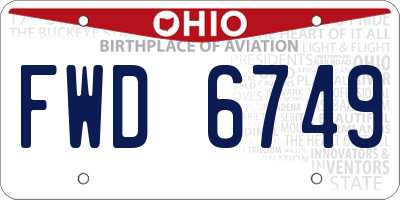 OH license plate FWD6749