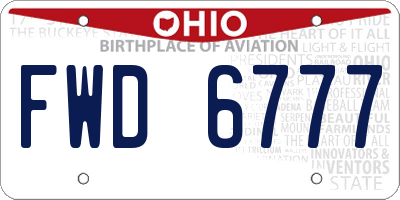 OH license plate FWD6777