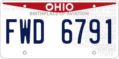 OH license plate FWD6791