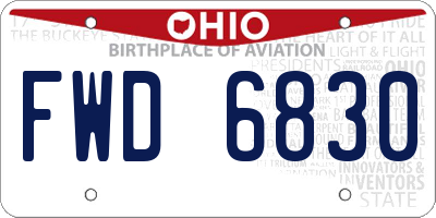 OH license plate FWD6830
