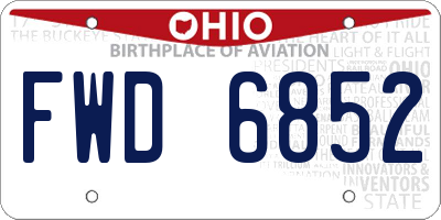 OH license plate FWD6852