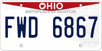 OH license plate FWD6867