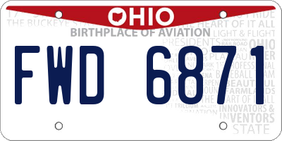 OH license plate FWD6871