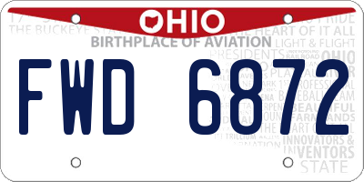 OH license plate FWD6872