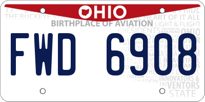 OH license plate FWD6908