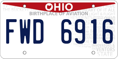 OH license plate FWD6916