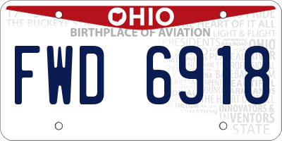 OH license plate FWD6918
