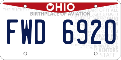 OH license plate FWD6920