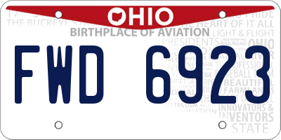 OH license plate FWD6923