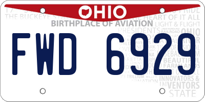 OH license plate FWD6929