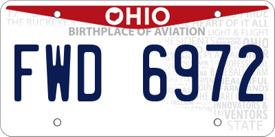 OH license plate FWD6972