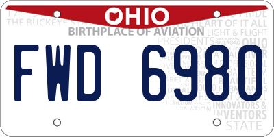OH license plate FWD6980