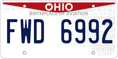 OH license plate FWD6992