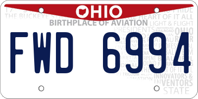 OH license plate FWD6994