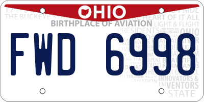 OH license plate FWD6998