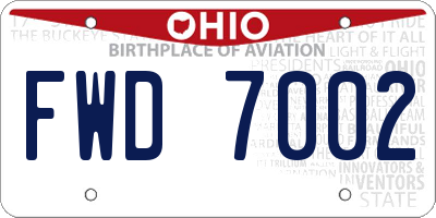 OH license plate FWD7002