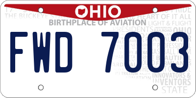 OH license plate FWD7003