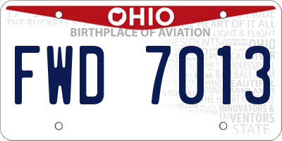OH license plate FWD7013