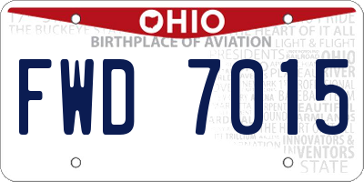 OH license plate FWD7015