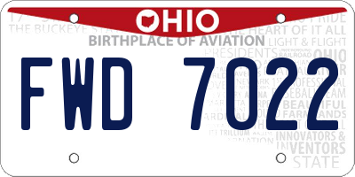 OH license plate FWD7022