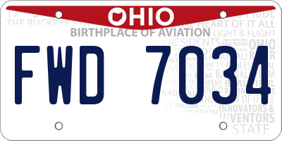 OH license plate FWD7034