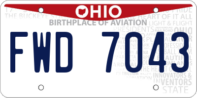 OH license plate FWD7043