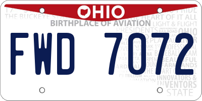 OH license plate FWD7072