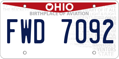 OH license plate FWD7092