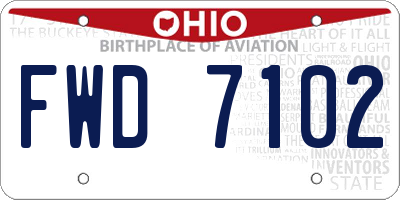 OH license plate FWD7102
