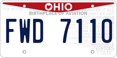 OH license plate FWD7110