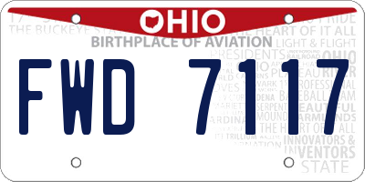 OH license plate FWD7117