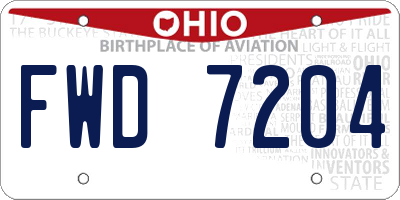 OH license plate FWD7204