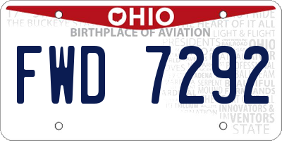 OH license plate FWD7292