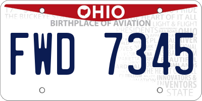 OH license plate FWD7345