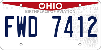 OH license plate FWD7412