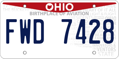 OH license plate FWD7428