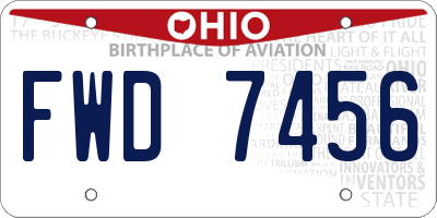 OH license plate FWD7456