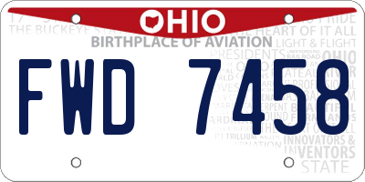 OH license plate FWD7458