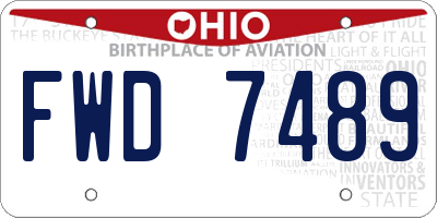 OH license plate FWD7489