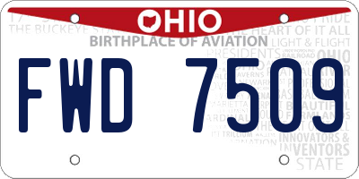 OH license plate FWD7509