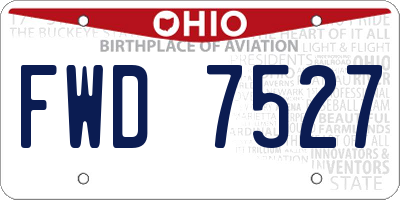 OH license plate FWD7527